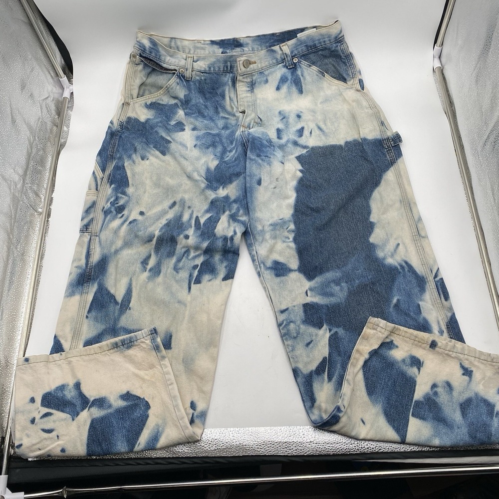 Wrangler Carpenter Jeans Bleached Splattered Thrashed 80's Hero Mens 36x30 Retro